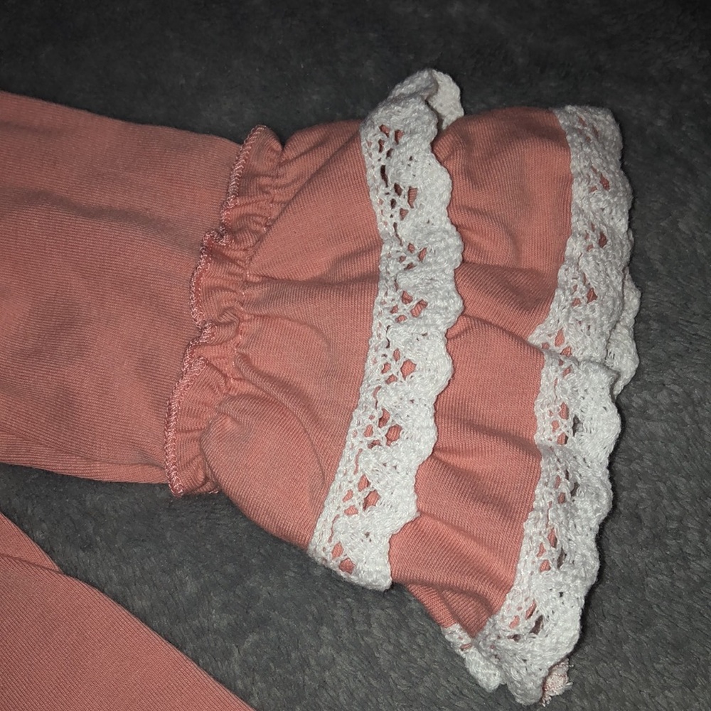 Pink LS Infants Shirt w/Ruffle Sleeves 12m - Picture 2 of 2